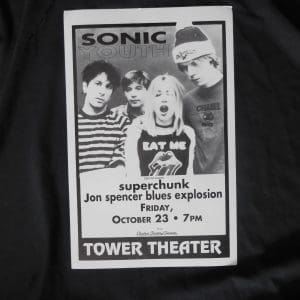 Sonic Youth-Promo Poster Oct 23 1992-Tower Theater,Pa
