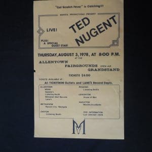 Ted Nugent-1978 Allentown,Pa. Poster