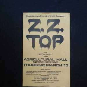 Z Z Top - 1975 -Allentown, Pa. -Poster