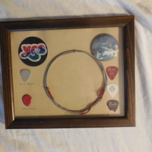 Yes-Asia-Chris Squire-Steve Howe-John Wetton-Framed-Circa 1980s-Used Guitar String/Picks/Button